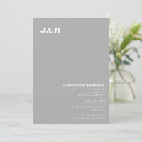 Modern Minimalist Grey Elegant Monogram Wedding