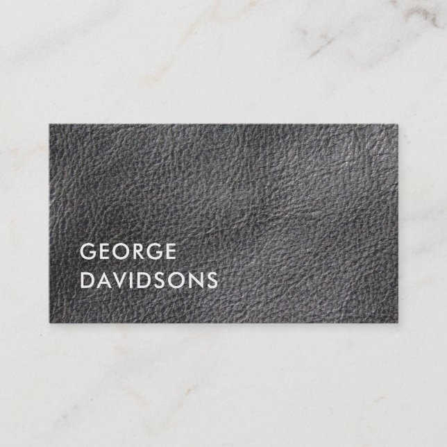 Modern minimalist grey faux leather professional business card (Front)