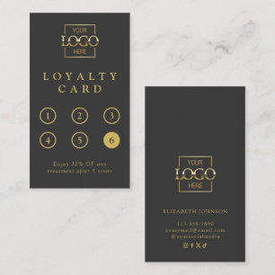 Modern Minimalist Grey & Gold Professional Reward Loyalty Card