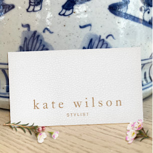 Modern Minimalist Grey Leather Professional  Business Card