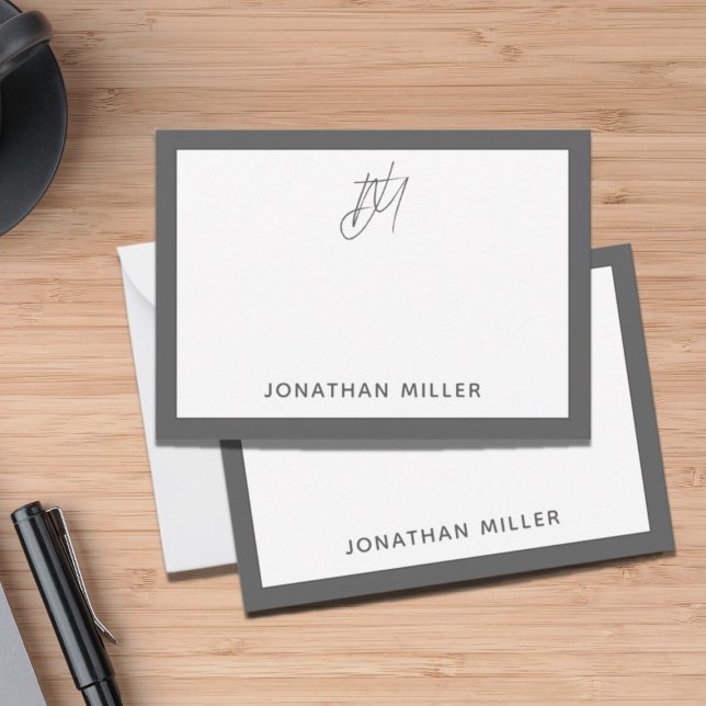 Modern Minimalist Grey Monogram Card (Creator Uploaded)