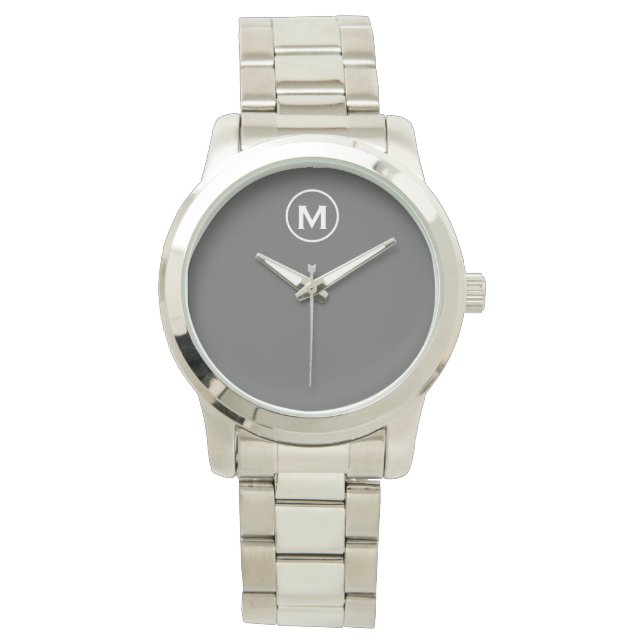 Modern Minimalist Grey Monogram Watch (Front)