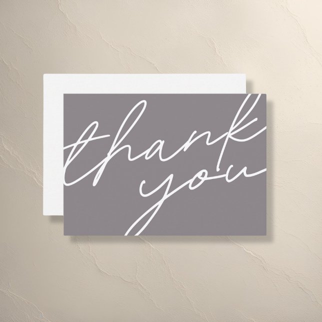 Modern Minimalist Grey Script Wedding Thank You Card (Creator Uploaded)