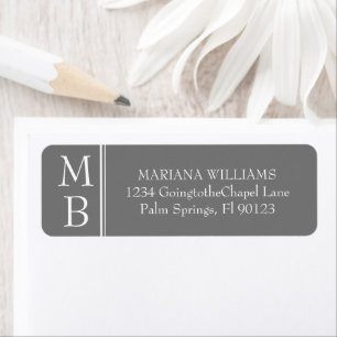 Modern Minimalist Grey Wedding Return Address Label