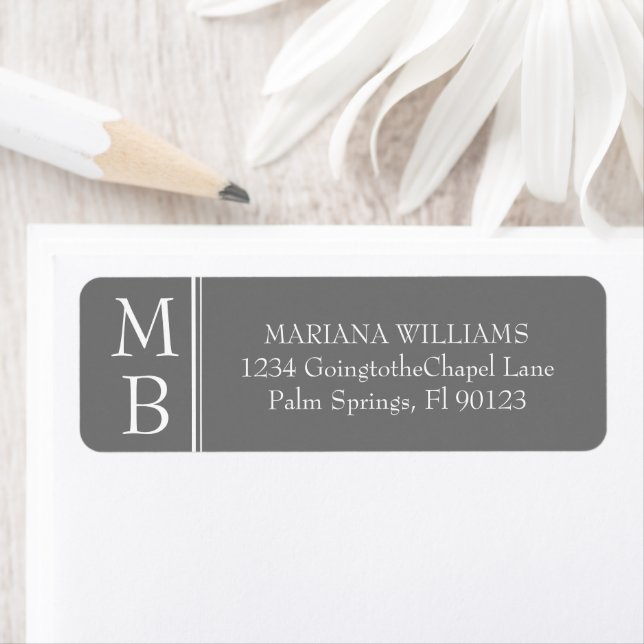 Modern Minimalist Grey Wedding Return Address Label (Insitu)