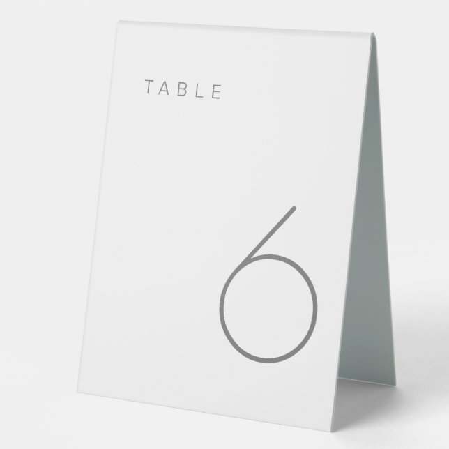 Modern Minimalist Grey & White Table Number Table  (Front)