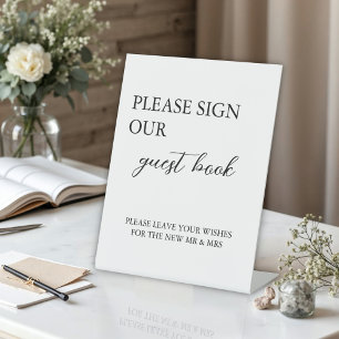 Modern Minimalist Guest Book Wedding  Pedestal Sign