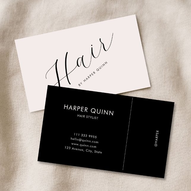Modern Minimalist Hair Stylist Script Blush Pink Business Card (Creator Uploaded)