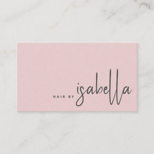 Modern Minimalist Hair Stylist Script Blush Pink Business Card