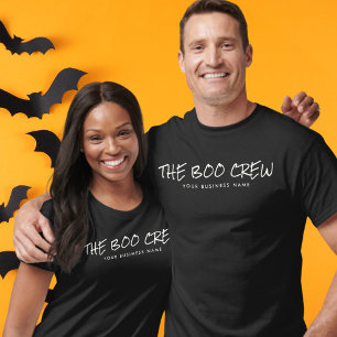 Modern Minimalist Halloween Boo Crew Business Name T-Shirt