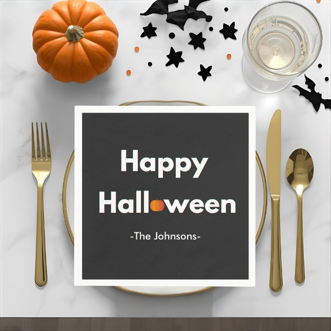 Modern Minimalist Halloween – Personalised Napkin (Creator Uploaded)