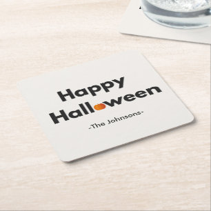 Modern Minimalist Halloween – Personalised Square Paper Coaster