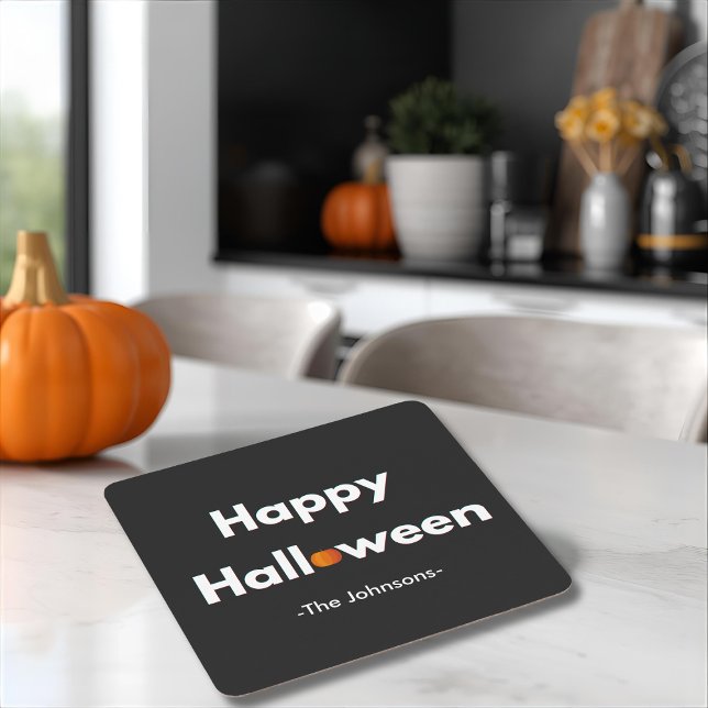 Modern Minimalist Halloween – Personalised Square Paper Coaster (Creator Uploaded)