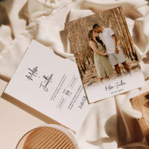 Modern Minimalist Hand-Letter Script Photo Wedding