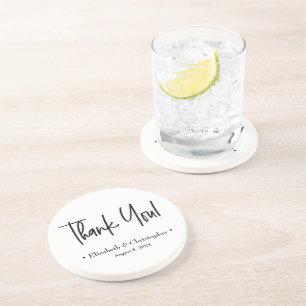 Modern Minimalist Handlettering Wedding Thank You Coaster