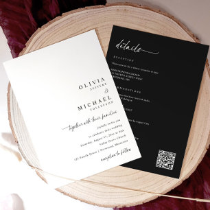 Modern Minimalist Handwriting All in One Wedding Invitation