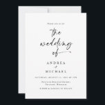 Modern Minimalist Handwriting Wedding Invitation<br><div class="desc">This modern minimalist wedding invitation is the perfect choice for couples who want to make a statement on their special day. With a sleek and contemporary design, this invitation features a fun handwriting script that adds a personal touch. The simplicity of the minimalist style with plenty of white space lets...</div>