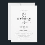 Modern Minimalist Handwriting Wedding Invitation<br><div class="desc">This modern minimalist wedding invitation is the perfect choice for couples who want to make a statement on their special day. With a sleek and contemporary design, this invitation features a fun handwriting script that adds a personal touch. The simplicity of the minimalist style with plenty of white space lets...</div>