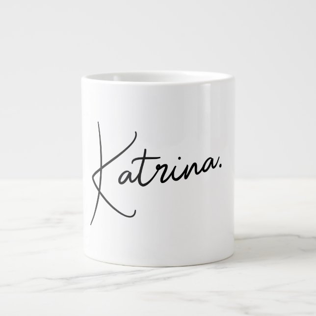 Modern Minimalist Handwritten Name 20oz Jumbo Large Coffee Mug (Front)