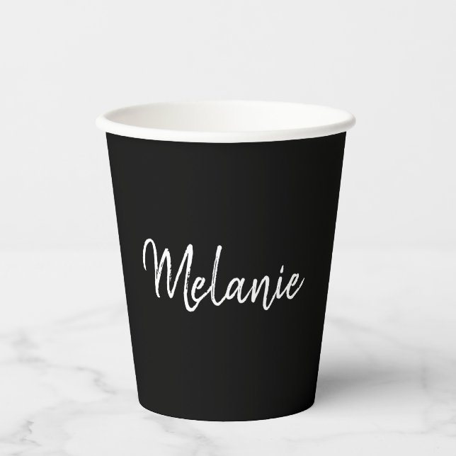 Modern Minimalist Handwritten Name Paper Cups (Front)