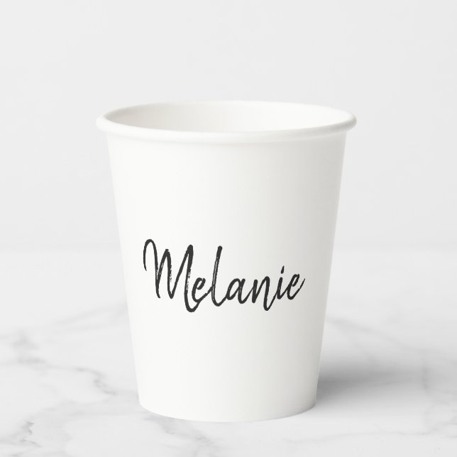 Modern Minimalist Handwritten Name Paper Cups (Front)