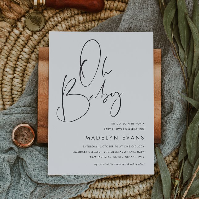 Modern Minimalist Handwritten Script Baby Shower Invitation (Creator Uploaded)