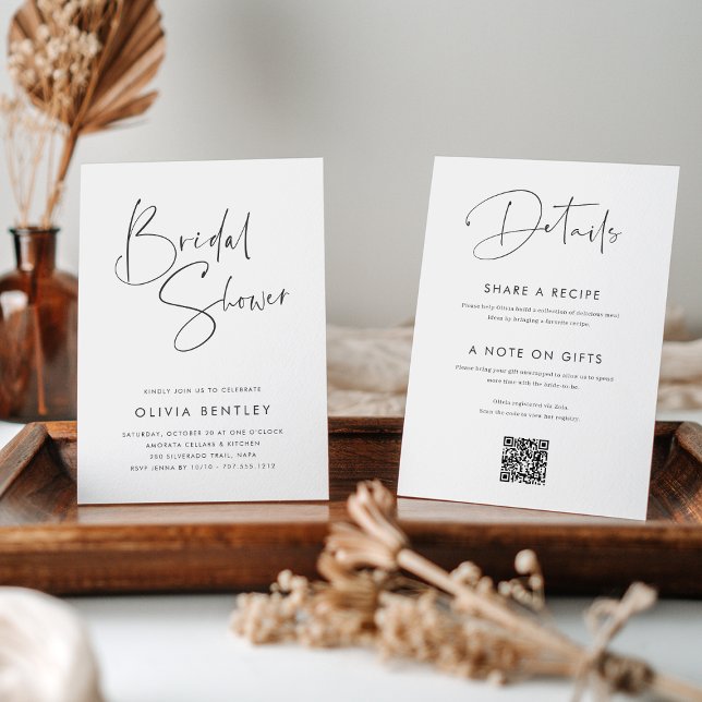Modern Minimalist Handwritten Script Bridal Shower Invitation (Creator Uploaded)