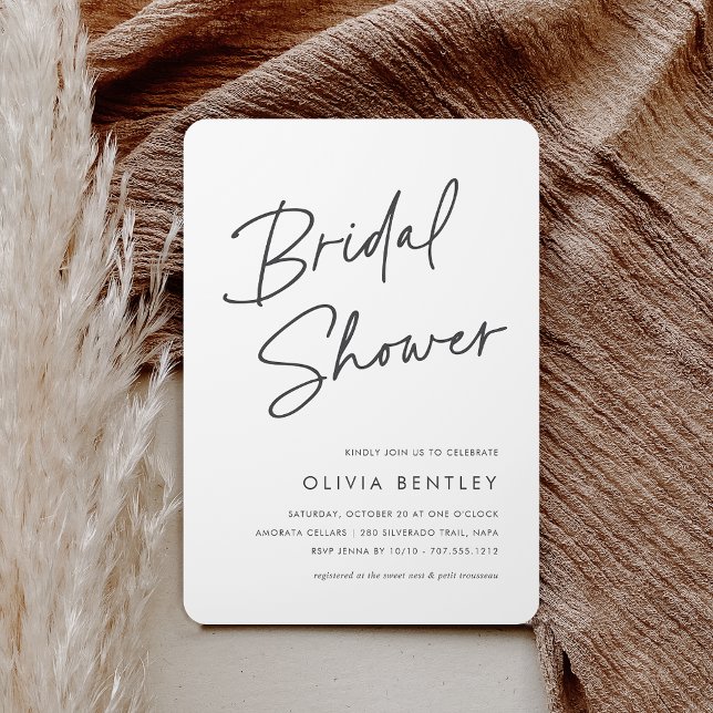 Modern Minimalist Handwritten Script Bridal Shower Invitation (Creator Uploaded)