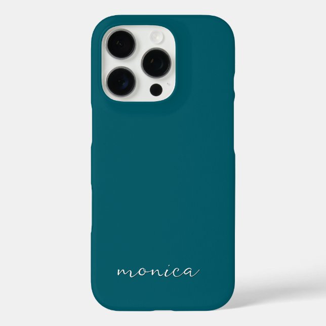 Modern Minimalist Handwritten Script Dark Teal Case-Mate iPhone Case (Back)