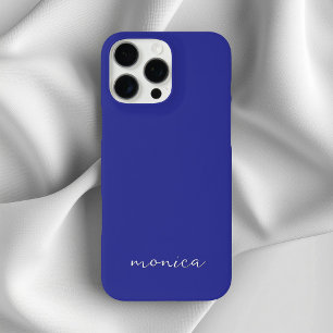 Modern Minimalist Handwritten Script Deep Blue iPhone 16 Pro Max Case