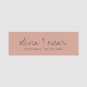 Modern Minimalist Handwritten Script Dusty Rose Name Tag