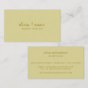 Modern Minimalist Handwritten Script Pastel Yellow Business Card