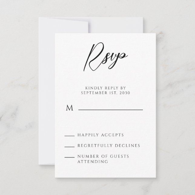 Modern Minimalist Handwritten Script RSVP Card (Front)