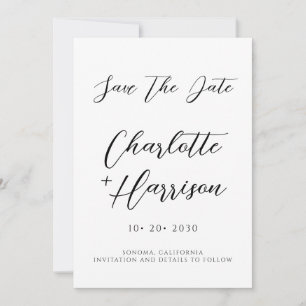 Modern Minimalist Handwritten Script Save The Date