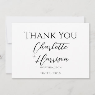 Modern Minimalist Handwritten Script Wedding Thank You Card