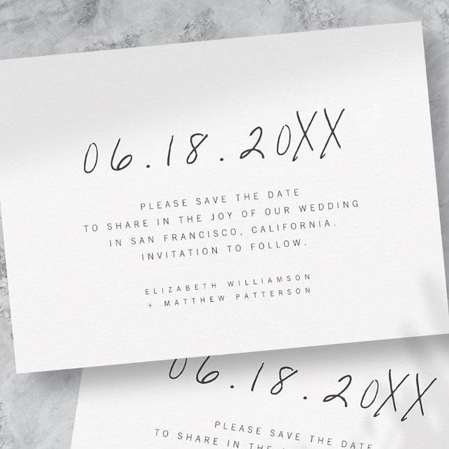 Modern Minimalist Handwritten Wedding Save The Date (Creator Uploaded)