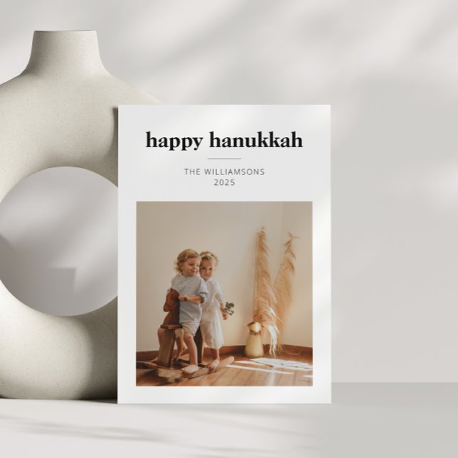 Modern Minimalist Hanukkah Photo Scandinavian Holiday Card (Creator Uploaded)