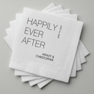 Modern Minimalist "Happily Ever After" Wedding Napkin