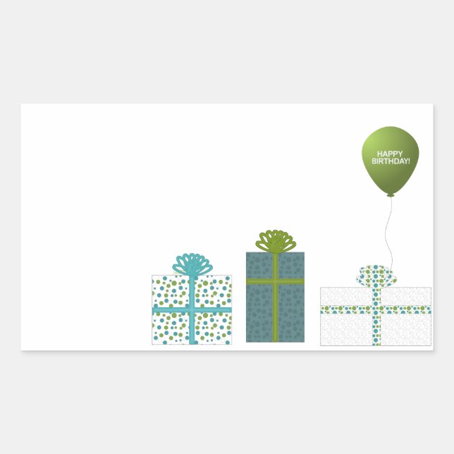 Modern Minimalist Happy Birthday Rectangular Sticker (Front)