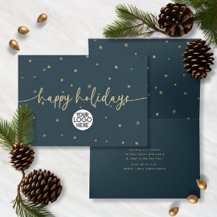 Modern Minimalist Happy Holidays Business Logo  Card