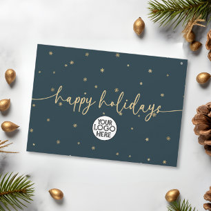 Modern Minimalist Happy Holidays Business Logo  Holiday Card
