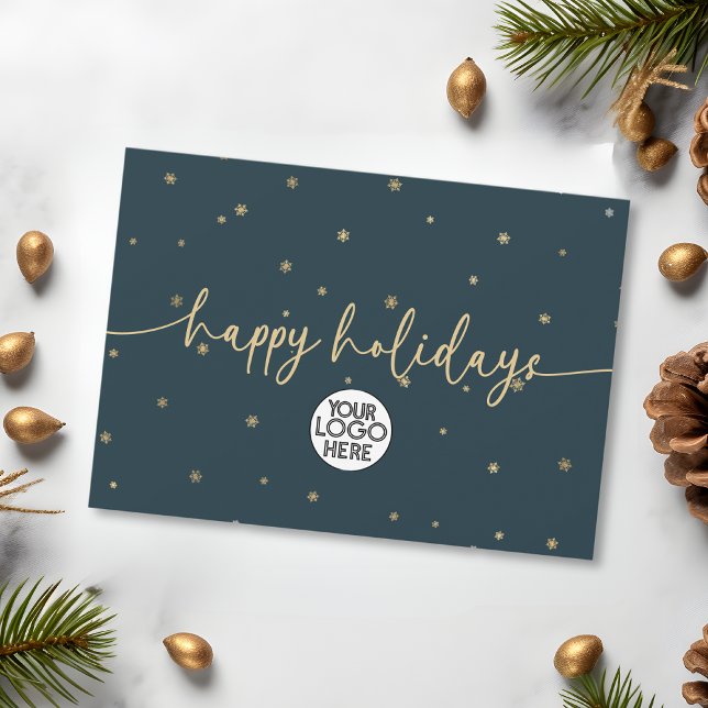 Modern Minimalist Happy Holidays Business Logo  Holiday Card (Creator Uploaded)