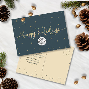 Modern Minimalist Happy Holidays Business Logo  Postcard