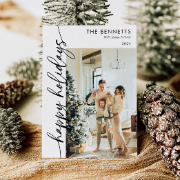 Modern Minimalist Happy Holidays Photo Collage Holiday Card