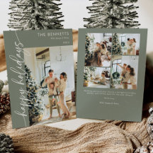 Modern Minimalist Happy Holidays Photo Collage