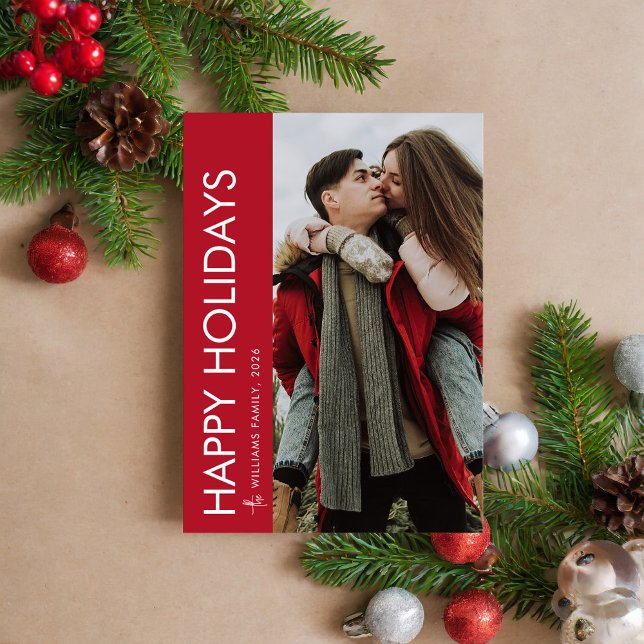 Modern Minimalist Happy Holidays Photo Holiday Card (Creator Uploaded)