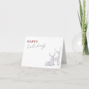 Modern Minimalist Happy Holidays Reindeer  Card