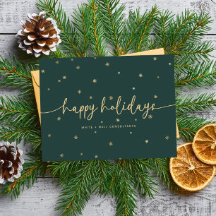 Modern Minimalist Happy Holidays Script Business Holiday Postcard