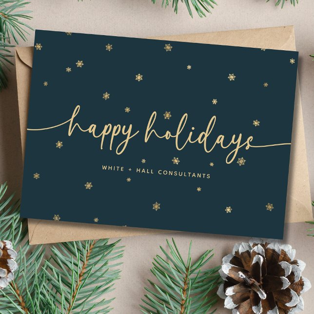 Modern Minimalist Happy Holidays Script Business Holiday Postcard (Creator Uploaded)