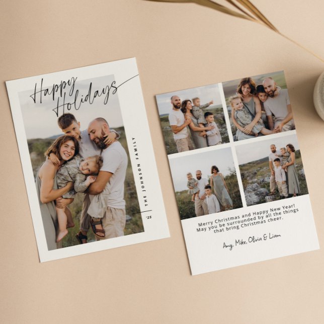 Modern Minimalist Happy Holidays Script Christmas Holiday Card (Creator Uploaded)